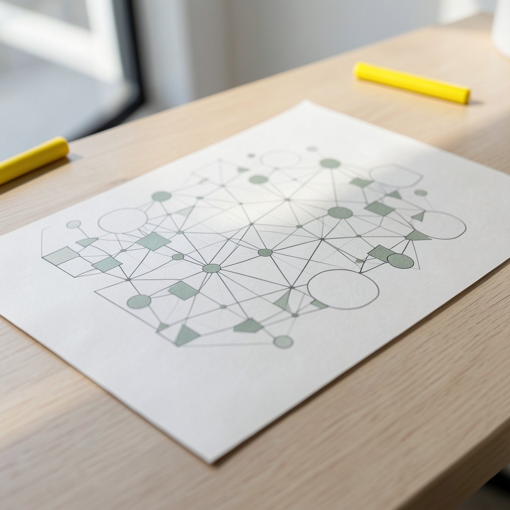 Printed network diagram on a desk with a highlighter marking public-facing servers